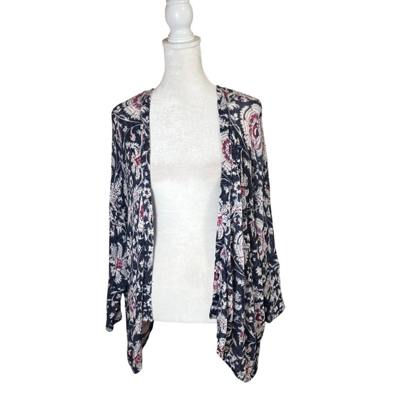 Abercrombie & Fitch Open Front Cardigan Sweater Lightweight Knit Floral One Size - Picture 3 of 11